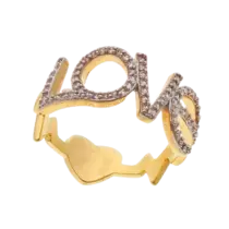 Anel Love Cravejado Com Pedras de Zircônia Folheado a Ouro 18k