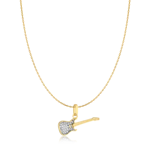 Gargantilha Guitarra Cravejada de Zircônia Folheada a Ouro 18k