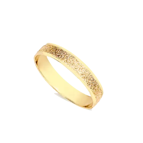 Aliança Fina Texturizada 4mm Folheada a Ouro 18k