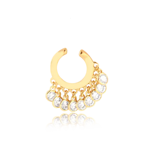 Piercing Liso com Pedras de Zircônia Folheado a Ouro 18K
