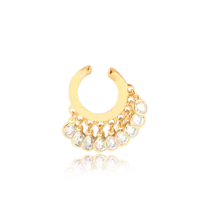 Piercing Liso com Pedras de Zircônia Folheado a Ouro 18K