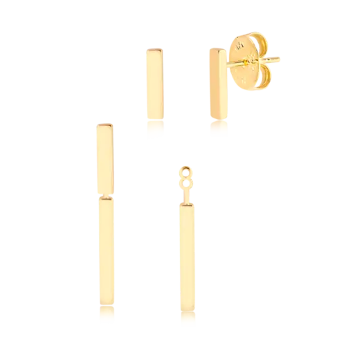 Brinco Ear Jacker Palito Liso Folheado a Ouro 18K