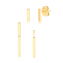 Brinco Ear Jacker Palito Liso Folheado a Ouro 18K