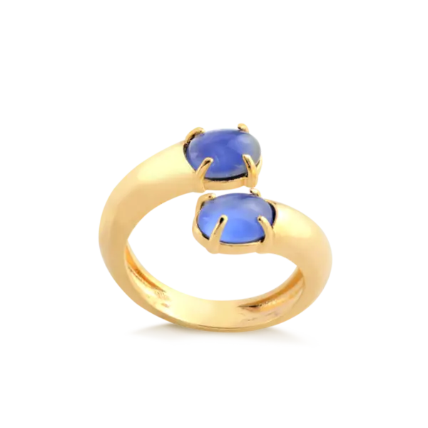 Anel Liso Desencontrado Com Pedra de Zircônia Folheado a Ouro 18k