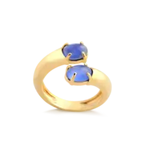 Anel Liso Desencontrado Com Pedra de Zircônia Folheado a Ouro 18k
