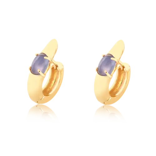 Argola Com Pedra de Zircônia Folheada a Ouro 18K