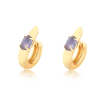 Argola Com Pedra de Zircônia Folheada a Ouro 18K