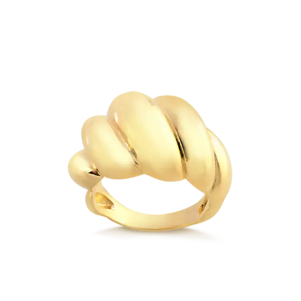 Anel Torcido Largo Folheado a Ouro 18k