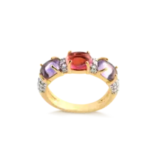 Anel Cristal Oval com Pedras de Zircônia Folheado a Ouro 18k