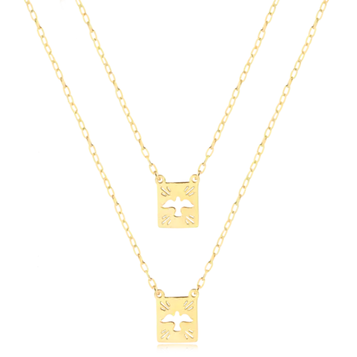 Escapulário Divino Espírito Santo Folheado a Ouro 18k