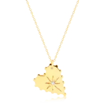 Gargantilha Coração Liso com Estrela e Pedra de Zircônia Folheada a Ouro 18k