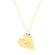 Gargantilha Coração Liso com Estrela e Pedra de Zircônia Folheada a Ouro 18k