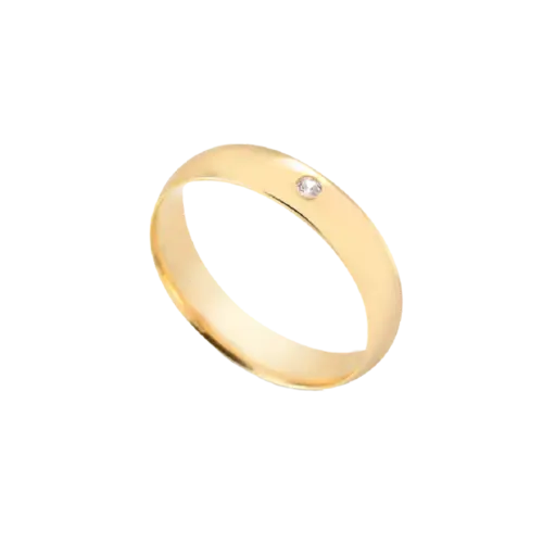 Aliança Com Pedra de Zircônia 4mm Folheada a Ouro 18k