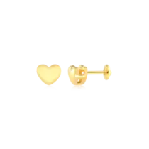 Brinco Coração Liso 5x4mm Folheado a Ouro 18k