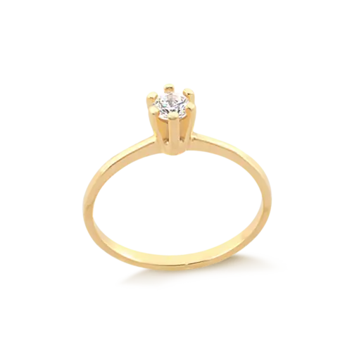 Anel Solitário Folheado a Ouro 18k