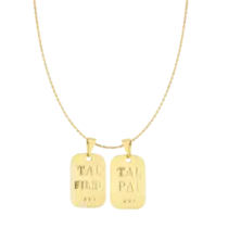 Pingente Duplo Placa Tal Pai Tal Filho Liso Folheado a Ouro 18k
