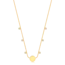 Gargantilha Circulo Liso com Pedras de Zircônia Folheada a Ouro 18k
