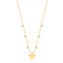 Gargantilha Estrela Lisa com Pedras de Zircônia Folheada a Ouro 18k