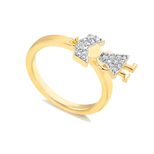 Anel Berloque Menina Cravejada em Zircônia Folheado a Ouro 18k