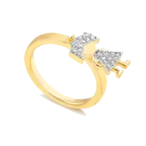 Anel Berloque Menina Cravejada em Zircônia Folheado a Ouro 18k