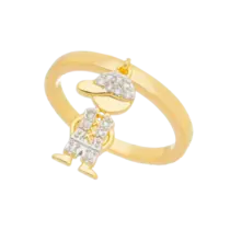 Anel Berloque Menino Cravejados em Zircônia Folheado a Ouro 18k