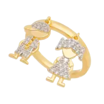 Anel Berloque Casal Cravejados em Zircônia Folheado a Ouro 18k