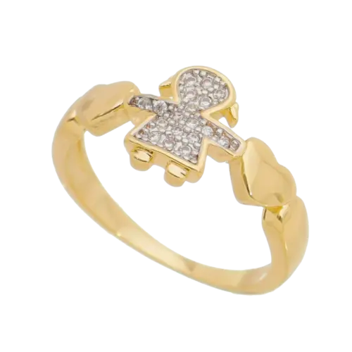 Anel Menina Cravejado de Zircônia Folheado a Ouro 18K