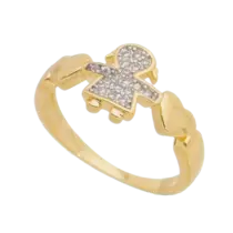 Anel Menina Cravejado de Zircônia Folheado a Ouro 18K