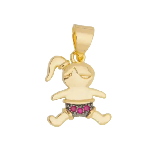 Pingente Menina Liso Folheado a Ouro 18k