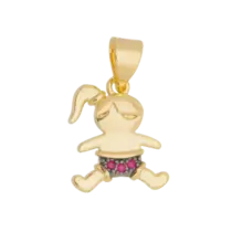 Pingente Menina Liso Folheado a Ouro 18k