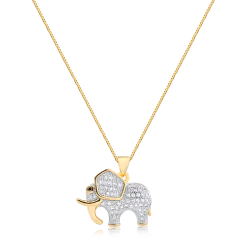Pingente Mamut Cravejado de Zircônia Folheado a Ouro 18k