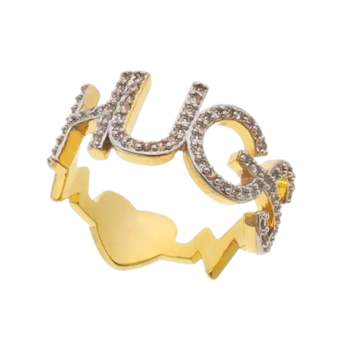 Anel Hugs Cravejado de Zircônia Folheado a Ouro 18k