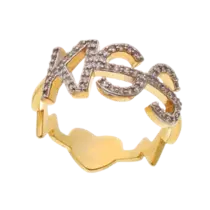 Anel Kiss Cravejado de Zircônia Folheado a Ouro 18k