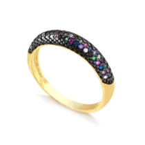 Anel Aparador fino com Cravejado de Zircônias Folheado a Ouro 18k