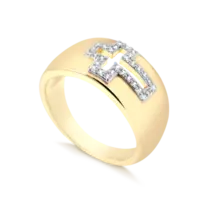 Anel Cruz Vazada Cravejada de Zircônia Folheado a Ouro 18k