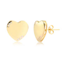 Brinco Coração Liso e Cravejado de Zircônia Folheado a Ouro 18k