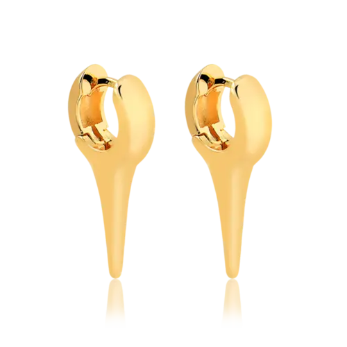 Argola Lisa Com Ponta Folheada a Ouro 18k