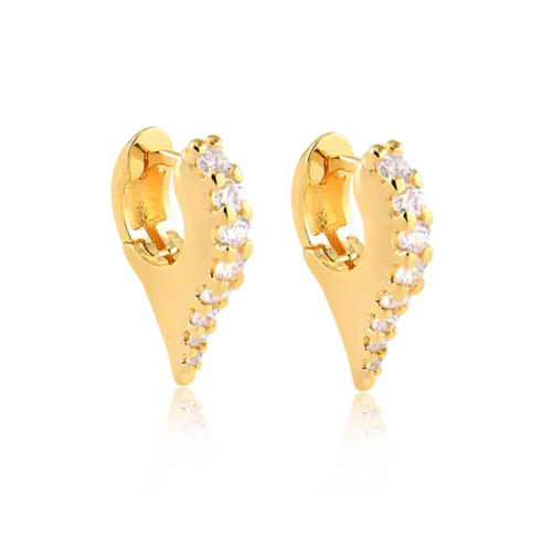 Argola de Click Com Pedras de Zircônia Cravejadas Folheada a Ouro 18k