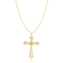 Pingente Cruz Lisa com Pedra de Zircônia Folheado a Ouro 18k