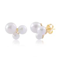 Brinco Trio de Pérolas Folheado a Ouro 18k