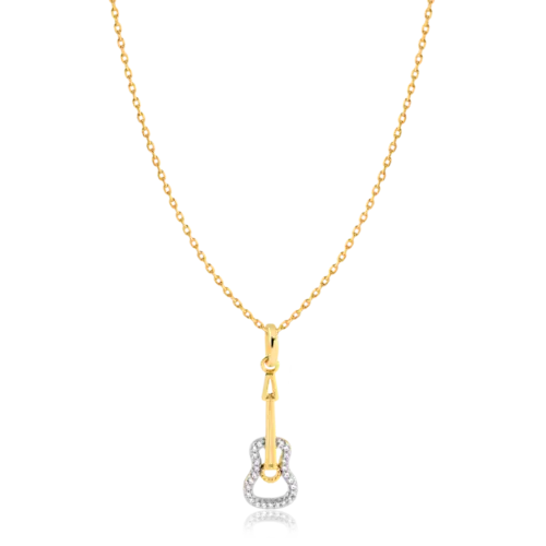 Gargantilha Violão Com Pedras de Zircônia Folheada a Ouro 18k