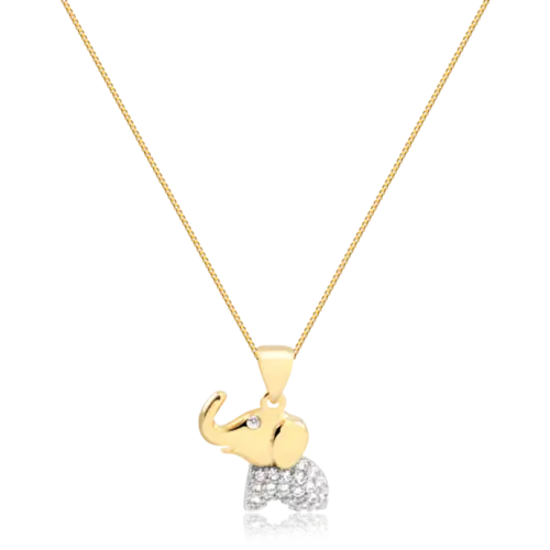 Gargantilha Elefante Com Pedras de Zircônia Folheada a Ouro 18k
