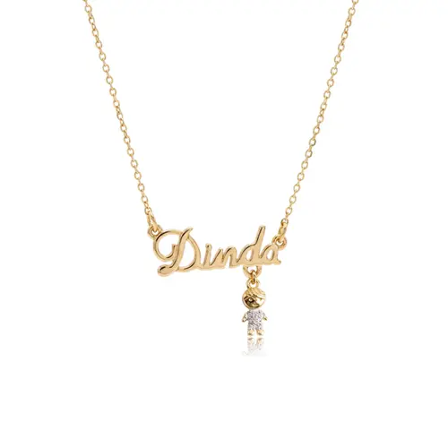 Gargantilha Dinda Menino Cravejada de Zircônia Folheada a Ouro 18k
