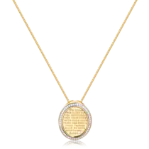Pingente Redondo Pai Nosso Cravejado de Zircônia Folheado a Ouro 18k