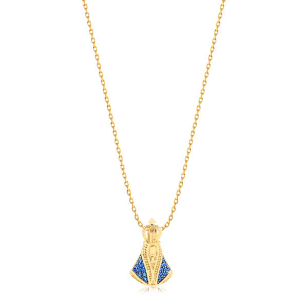 Gargantilha Nossa Senhora Aparecida Com Zircônias Folheada a Ouro 18k