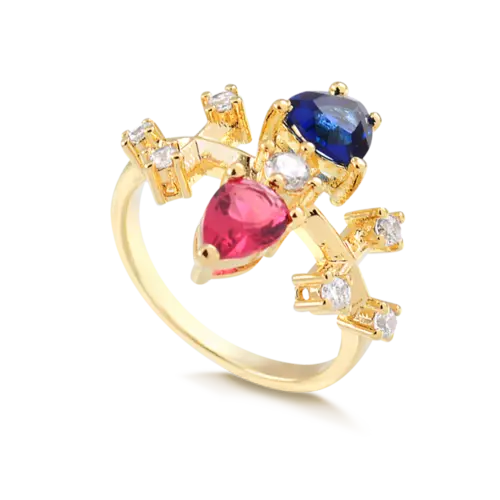 Anel Com Pedras de Zircônia Folheado a Ouro 18K