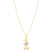 Pingente Com Zircônia Menino Skate Folheado a Ouro 18k