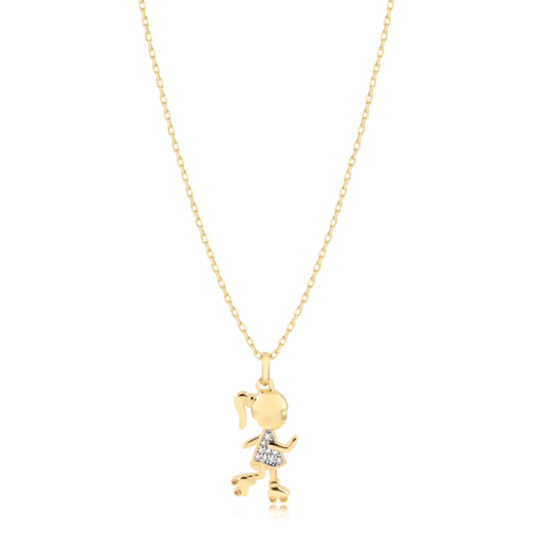 Pingente Com Zircônia Menina Patins Folheada a Ouro 18k