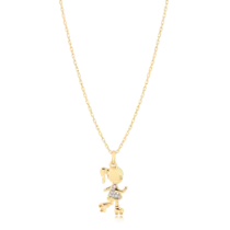 Pingente Com Zircônia Menina Patins Folheada a Ouro 18k