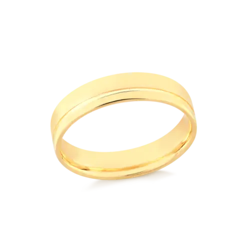 Aliança Reta Friso 5mm Folheada a Ouro 18k